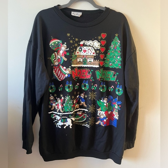 Vintage TEE DEES Christmas NOEL NOEL Sweater - Picture 1 of 10